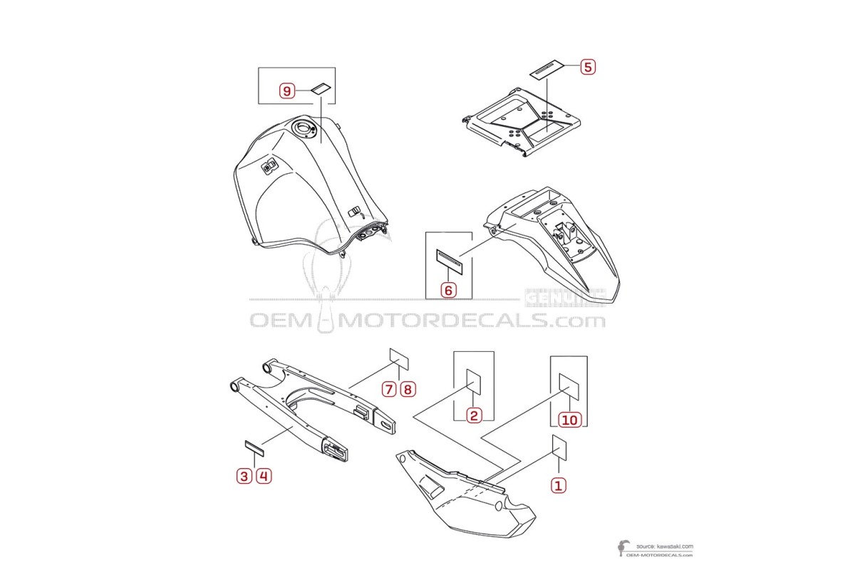 Aufkleber für Kawasaki KLR650 2015 - Vorsichtsetiketten • Kawasaki OEM-Aufkleber