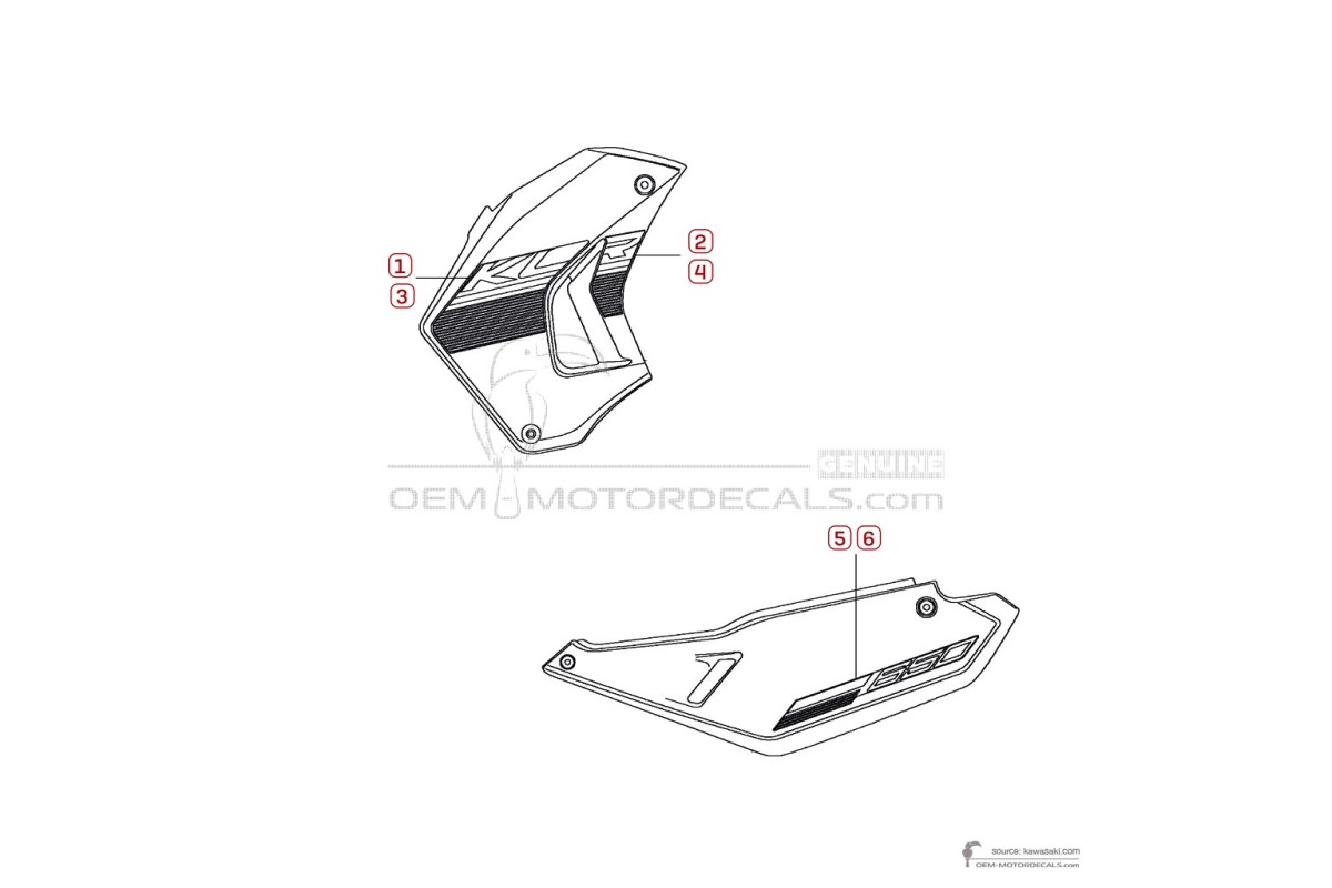 Autocollants pour Kawasaki KLR650 2015 - Ebony • Kawasaki Autocollants OEM