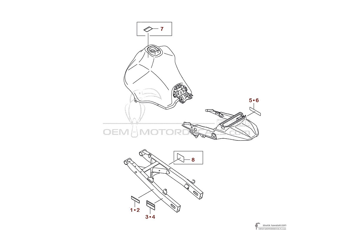 Pegatinas para Kawasaki KLR650 2022 - Etiquetas de precaución • Kawasaki Pegatinas OEM