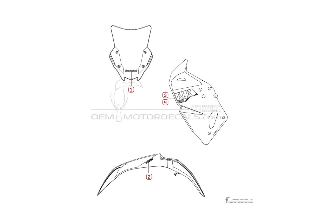 Pegatinas para Kawasaki KLR650 2022 - Verde • Kawasaki Pegatinas OEM