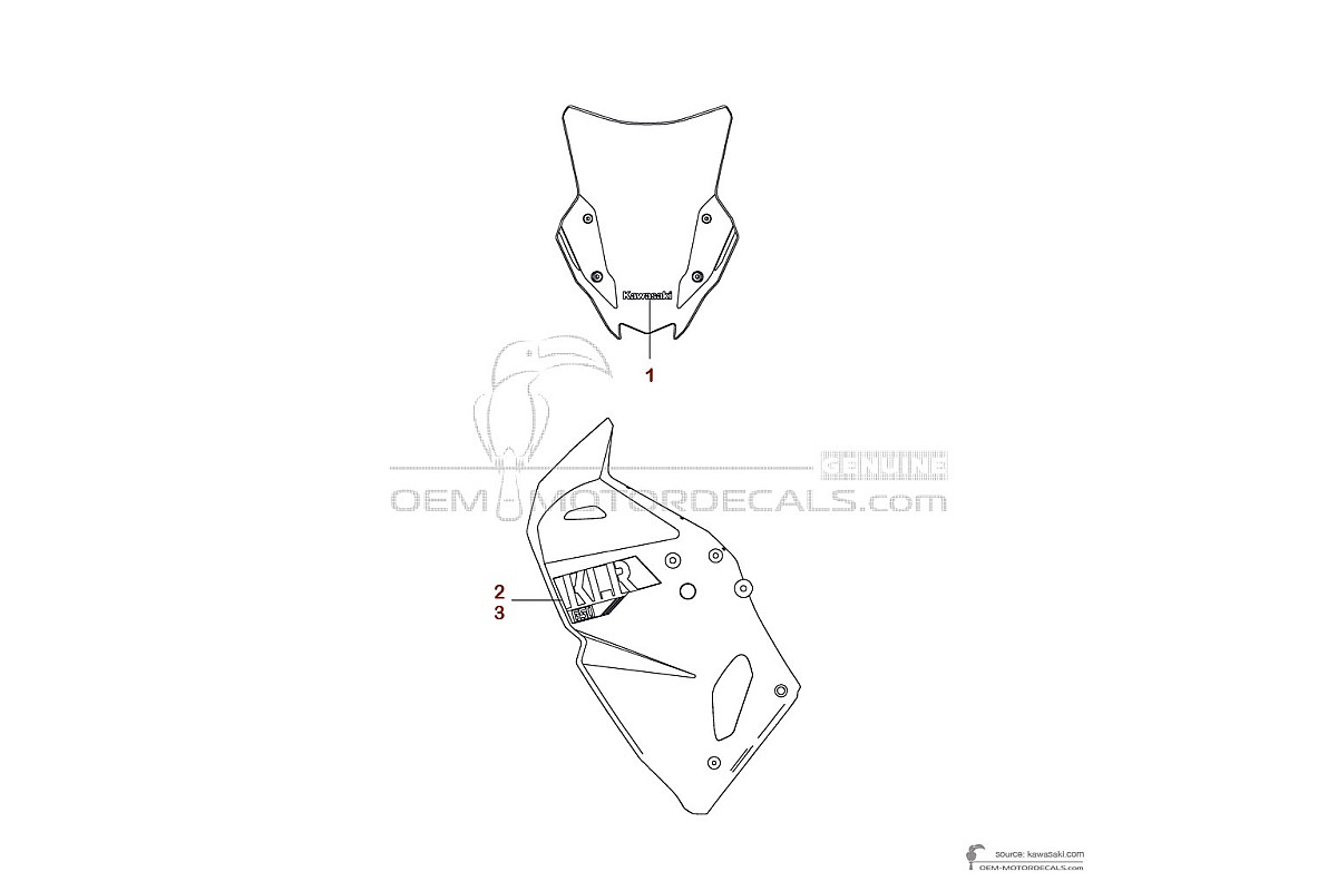 Adesivi per Kawasaki KLR650 2023 - Verde • Kawasaki Adesivi OEM