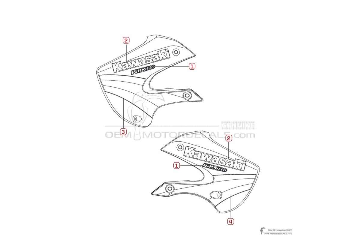 Adesivi per Kawasaki KLX110 2005 - Verde • Kawasaki Adesivi OEM