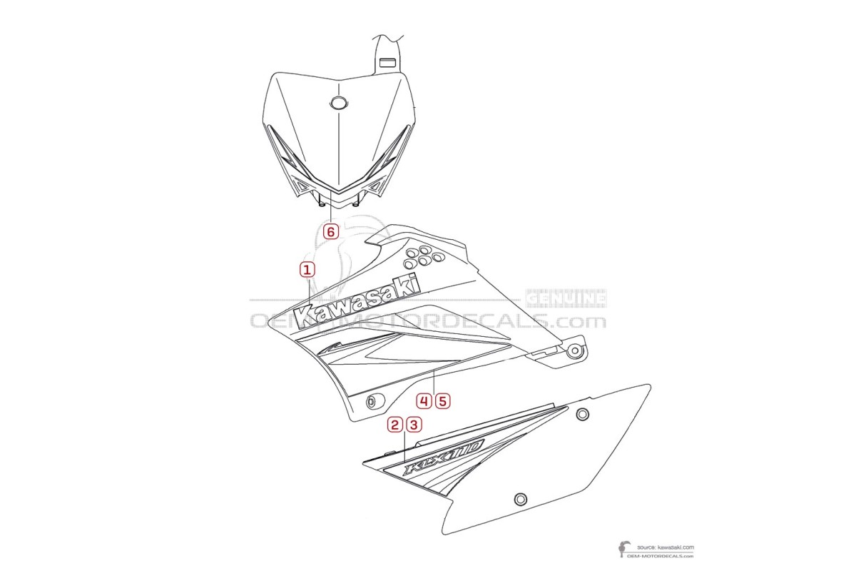 Adesivi per Kawasaki KLX110 2010 - Verde • Kawasaki Adesivi OEM