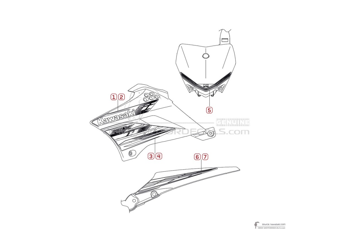 Adesivi per Kawasaki KLX110 2013 - Verde • Kawasaki Adesivi OEM