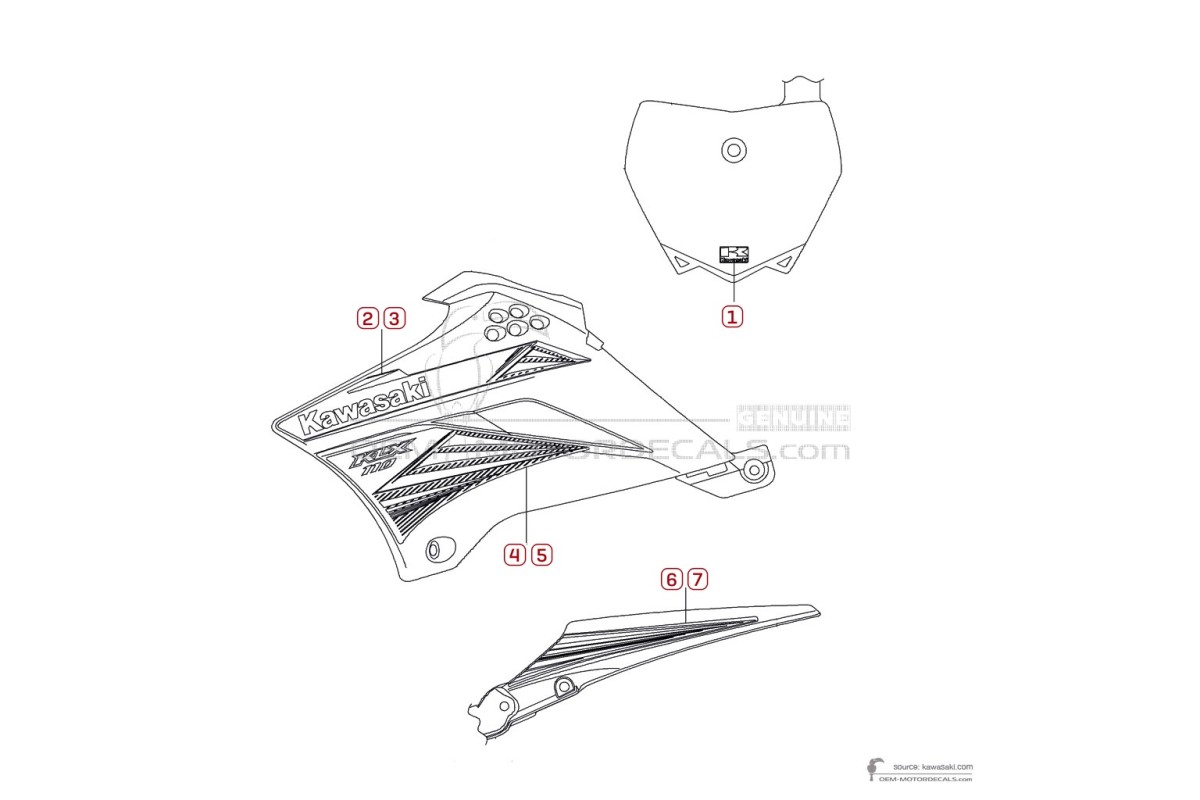 Adesivi per Kawasaki KLX110 2014 - Verde • Kawasaki Adesivi OEM