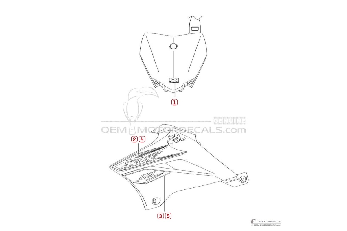 Autocollants pour Kawasaki KLX110 2018 - Vert • Kawasaki Autocollants OEM