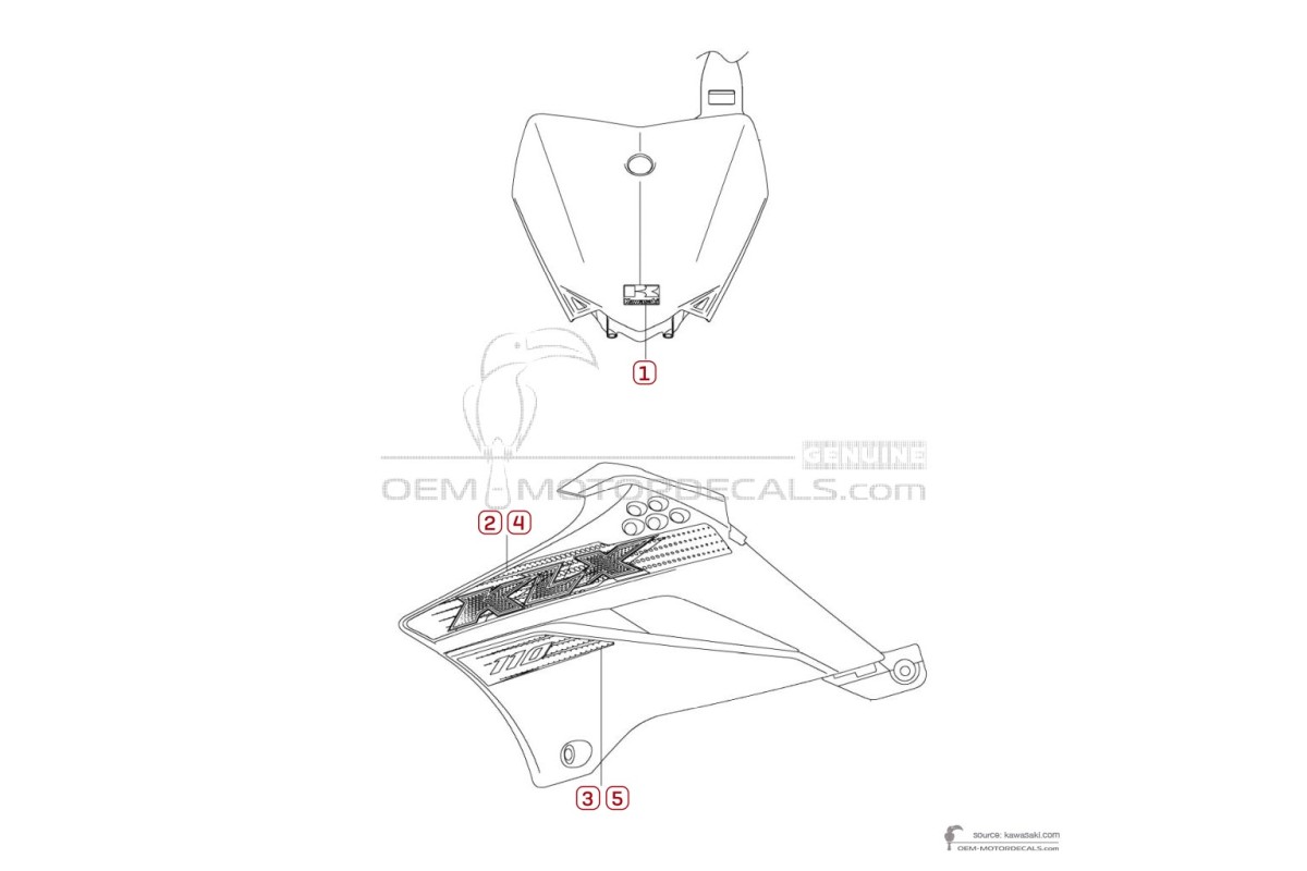 Adesivi per Kawasaki KLX110 2020 - Verde • Kawasaki Adesivi OEM
