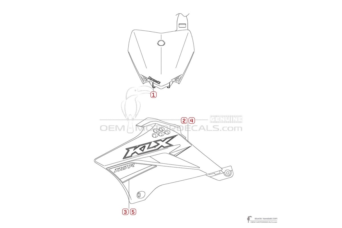 Stickers voor Kawasaki KLX110R 2022 - Groen • Kawasaki OEM Stickers