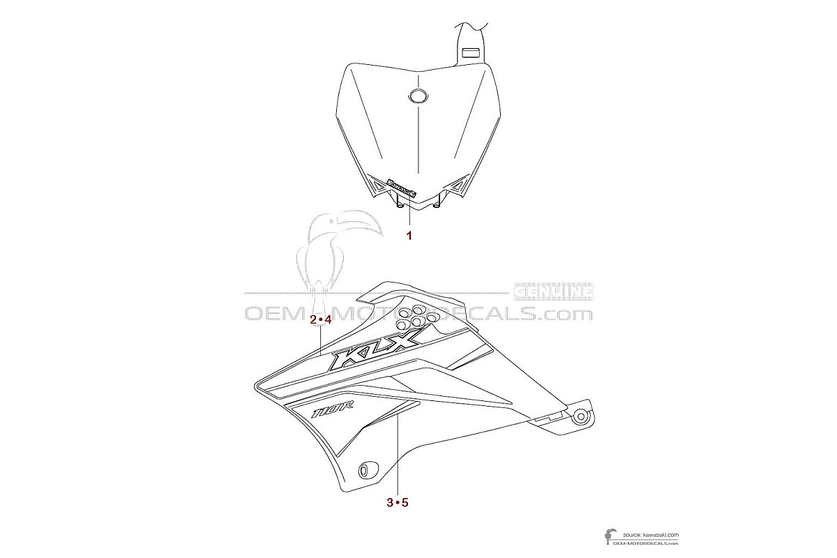 Naklejki do Kawasaki KLX110R 2024 - Zielony • Kawasaki Naklejki OEM