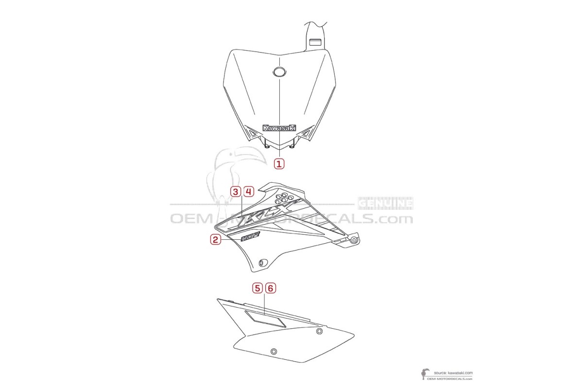 Aufkleber für Kawasaki KLX110R 2025 - Grün • Kawasaki OEM-Aufkleber