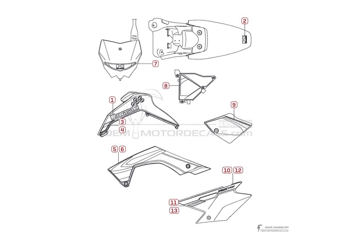 Aufkleber für Kawasaki KLX140 2008 - Grün • Kawasaki OEM-Aufkleber