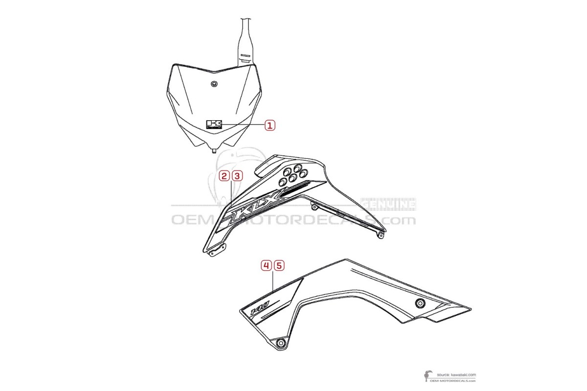Adesivi per Kawasaki KLX140 2015 - Verde • Kawasaki Adesivi OEM
