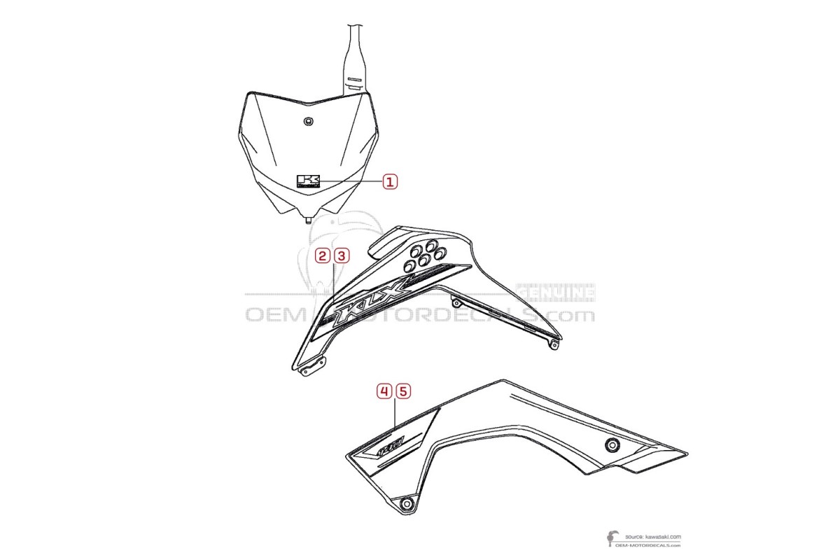 Adesivi per Kawasaki KLX140 2016 - Verde • Kawasaki Adesivi OEM