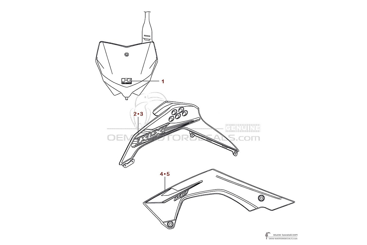 Adesivi per Kawasaki KLX140 2017 - Verde • Kawasaki Adesivi OEM