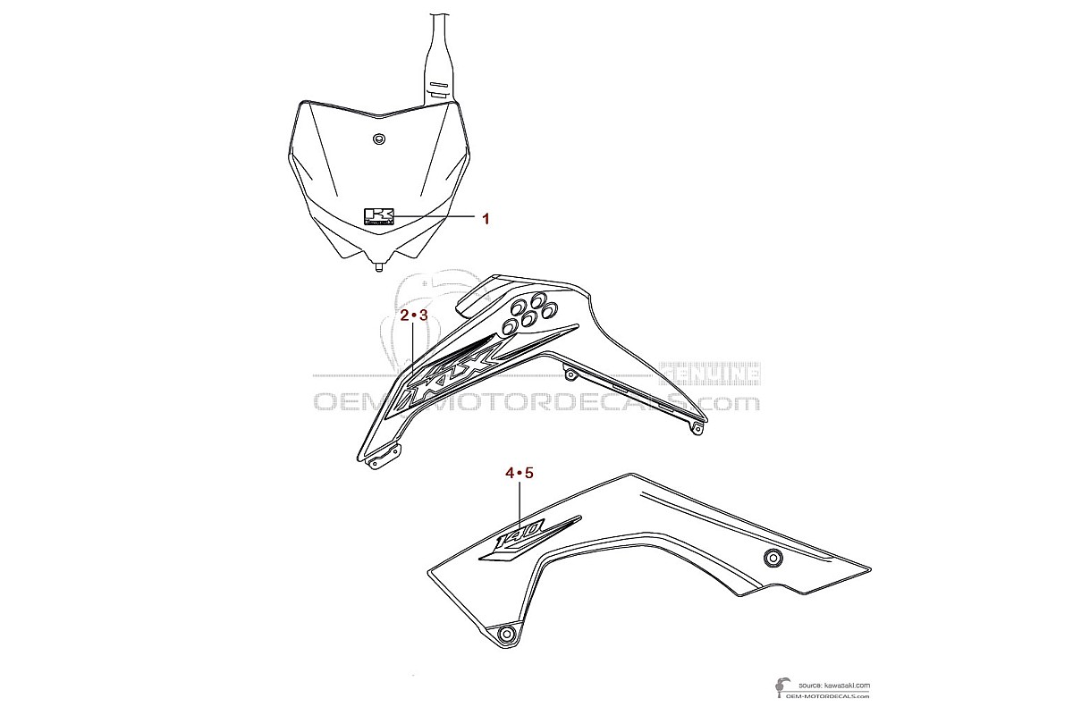 Adesivi per Kawasaki KLX140 2018 - Verde • Kawasaki Adesivi OEM