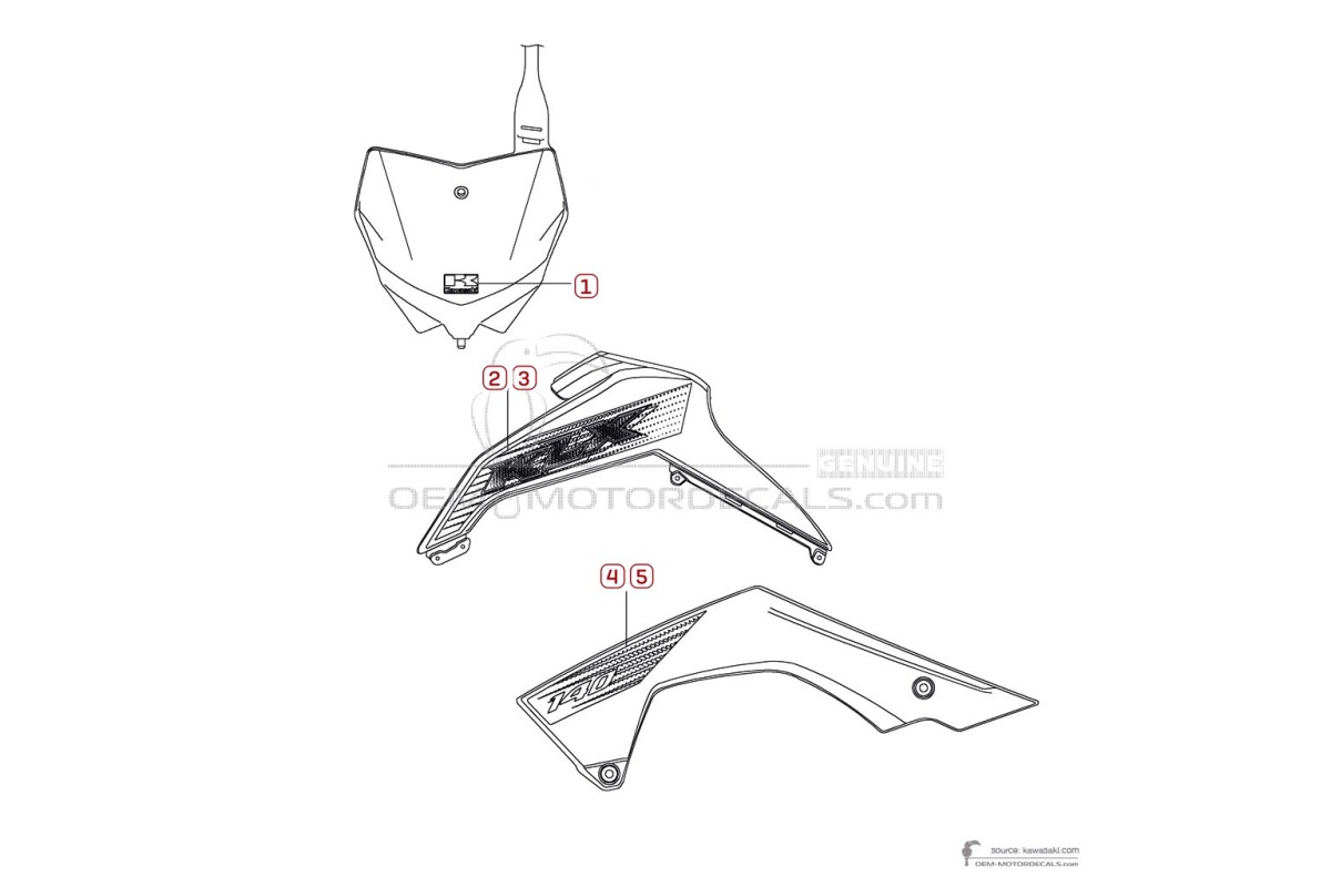 Autocollants pour Kawasaki KLX140 2020 - Vert • Kawasaki Autocollants OEM