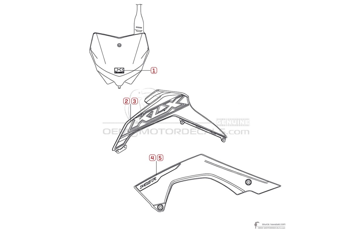 Adesivi per Kawasaki KLX140R 2021 - Verde • Kawasaki Adesivi OEM