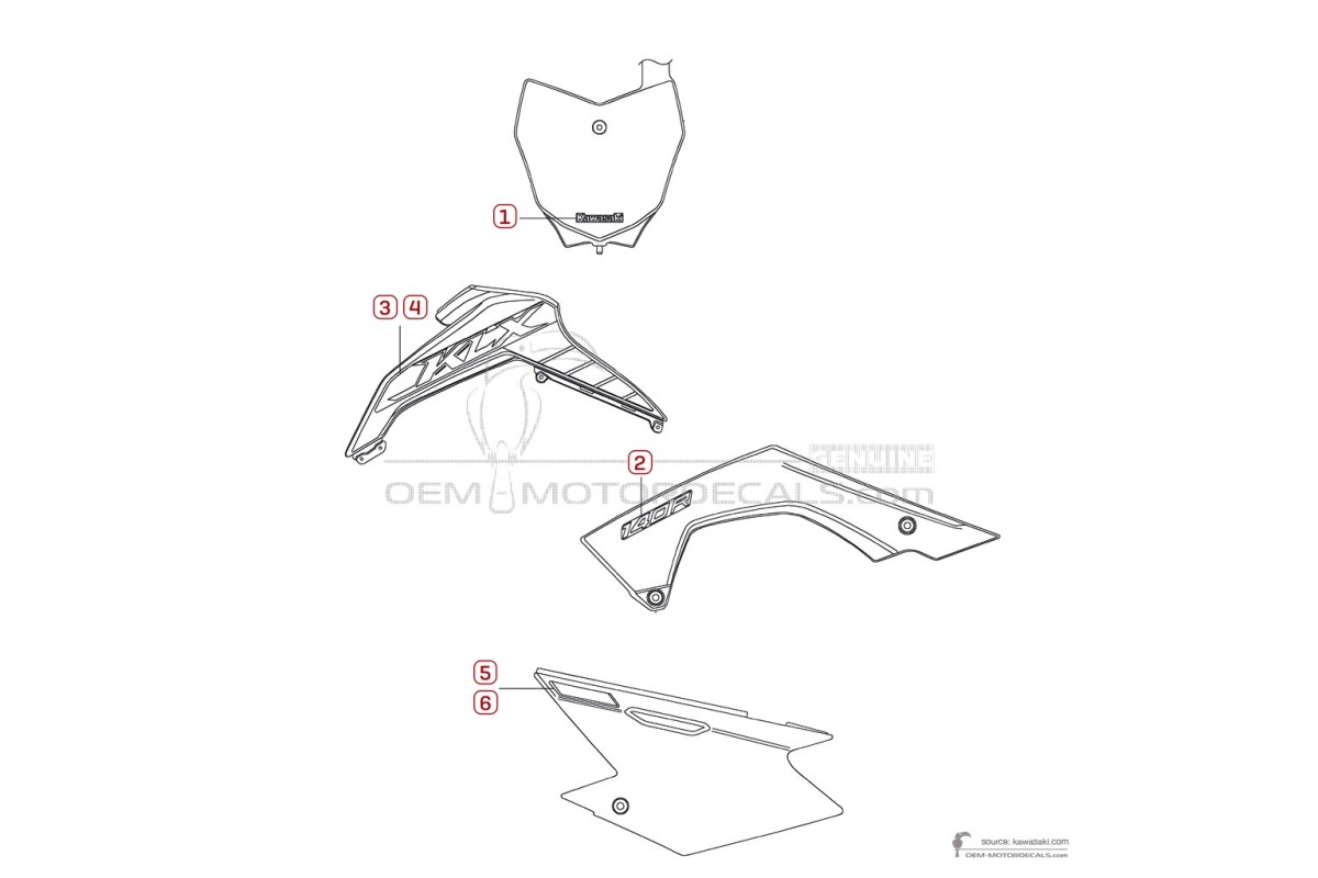 Adesivi per Kawasaki KLX140R 2025 - Verde • Kawasaki Adesivi OEM