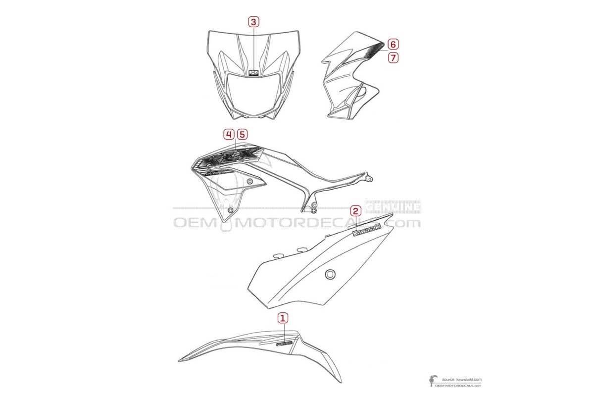 Pegatinas para Kawasaki KLX230 2020 - Verde • Kawasaki Pegatinas OEM