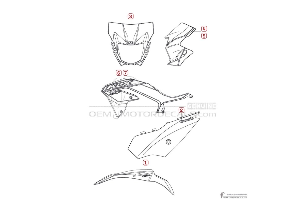 Adesivi per Kawasaki KLX230 2021 - Verde • Kawasaki Adesivi OEM