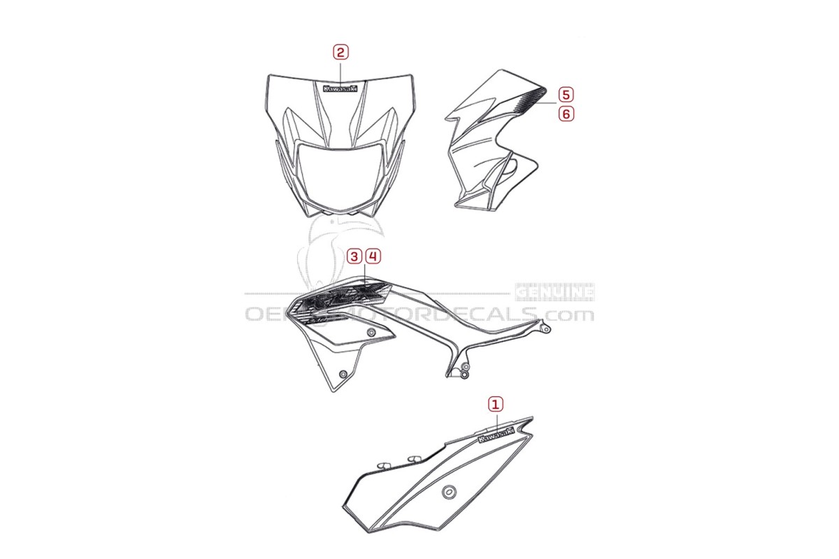 Stickers voor Kawasaki KLX230 2022 - Groen • Kawasaki OEM Stickers
