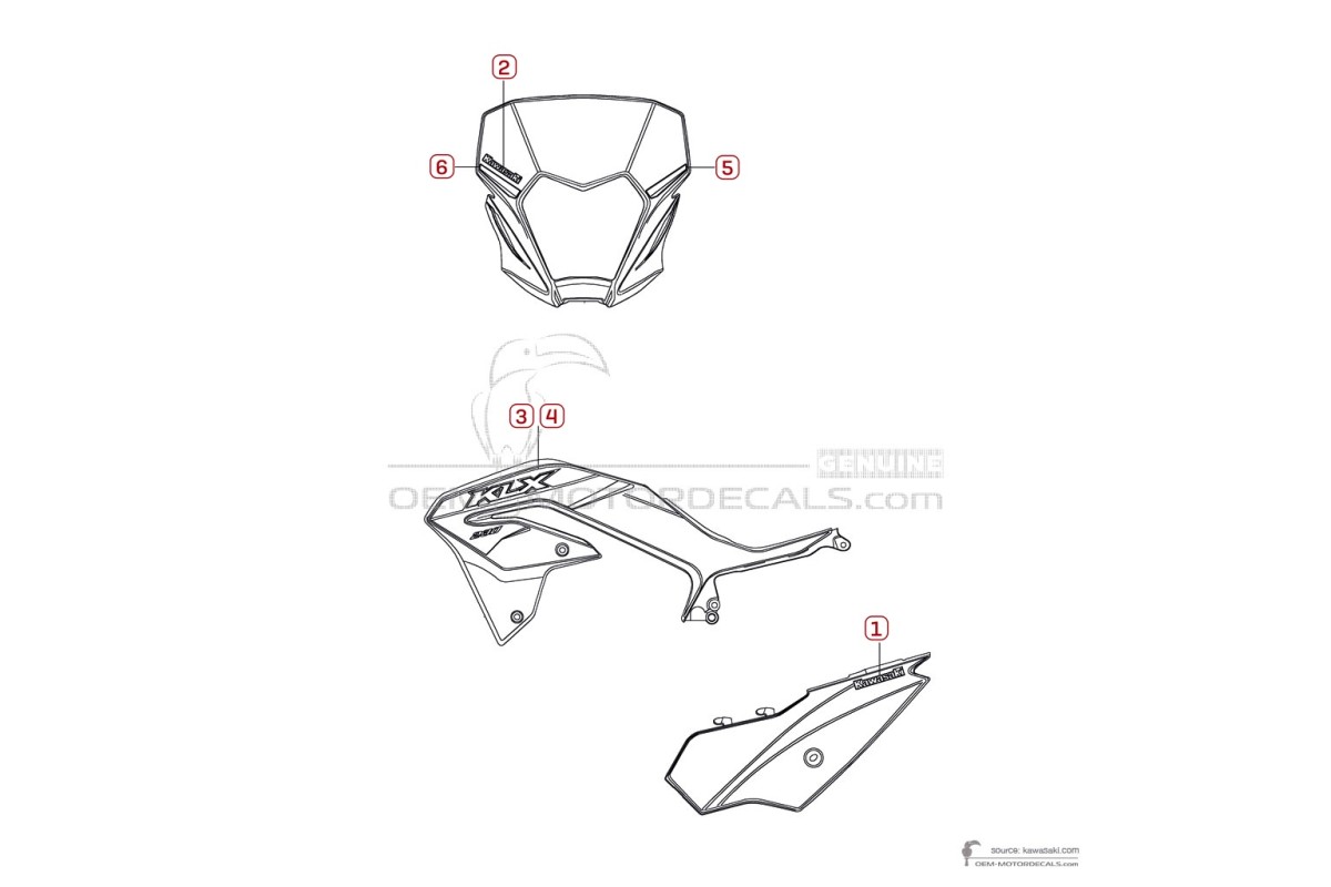 Autocollants pour Kawasaki KLX230 2023 - Vert • Kawasaki Autocollants OEM