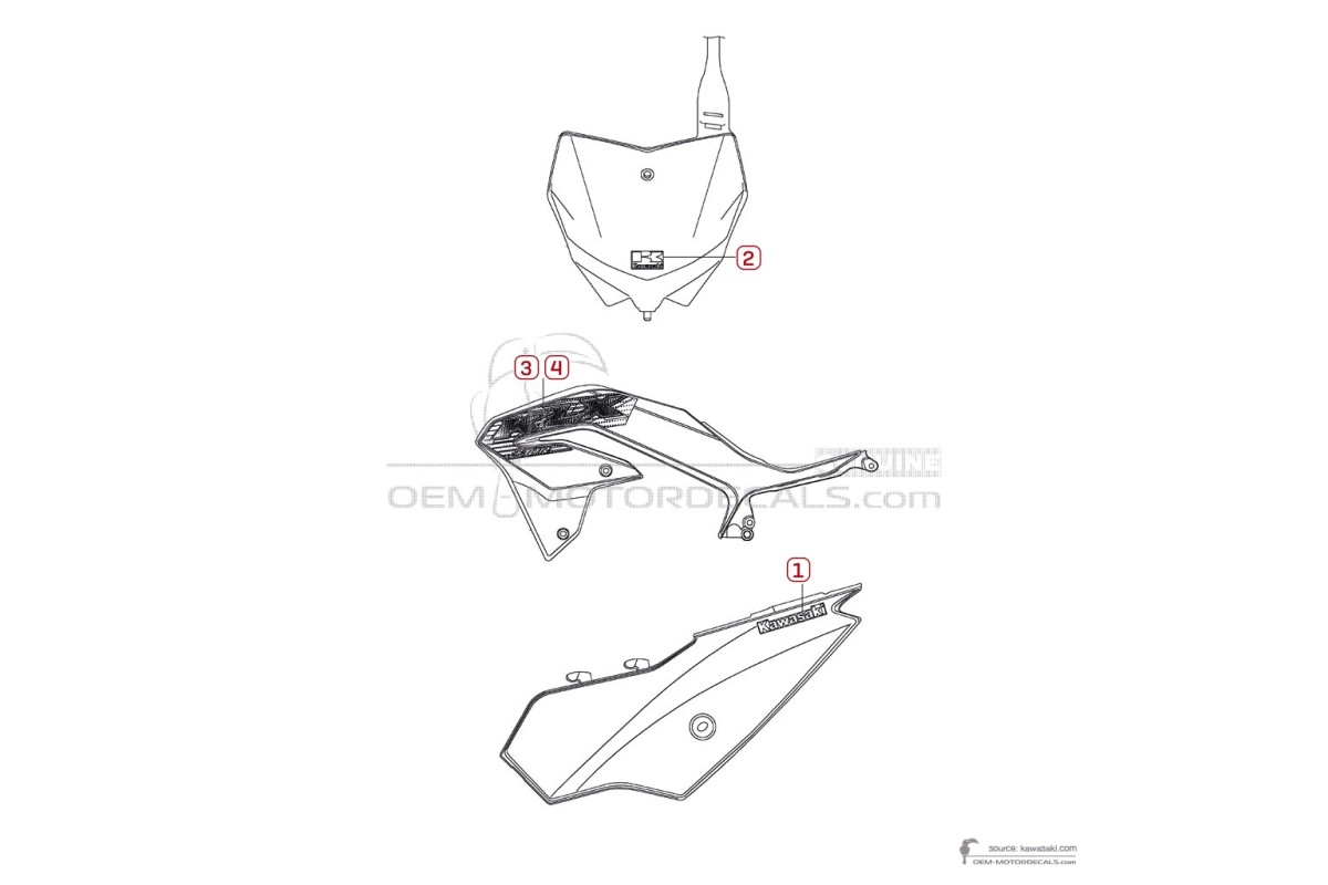 Adesivi per Kawasaki KLX230R 2020 - Verde • Kawasaki Adesivi OEM