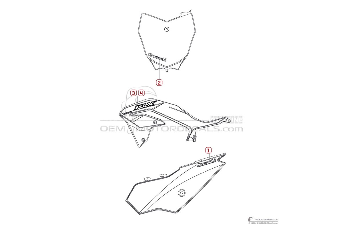 Stickers voor Kawasaki KLX230R 2022 - Groen • Kawasaki OEM Stickers