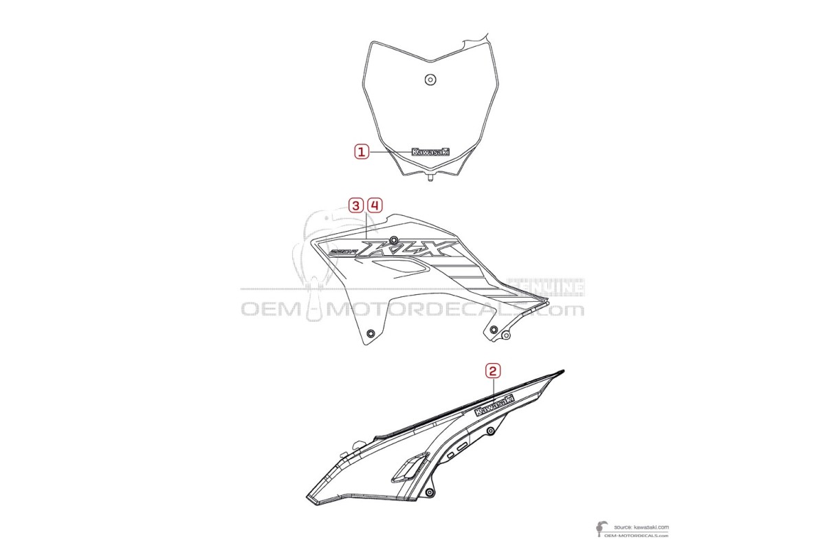 Stickers voor Kawasaki KLX230R 2025 - Groen • Kawasaki OEM Stickers