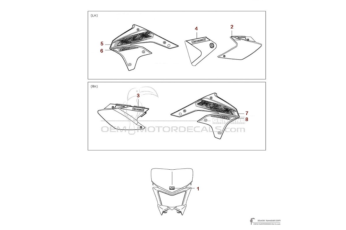 Adesivi per Kawasaki KLX450R 2020 - Verde • Kawasaki Adesivi OEM