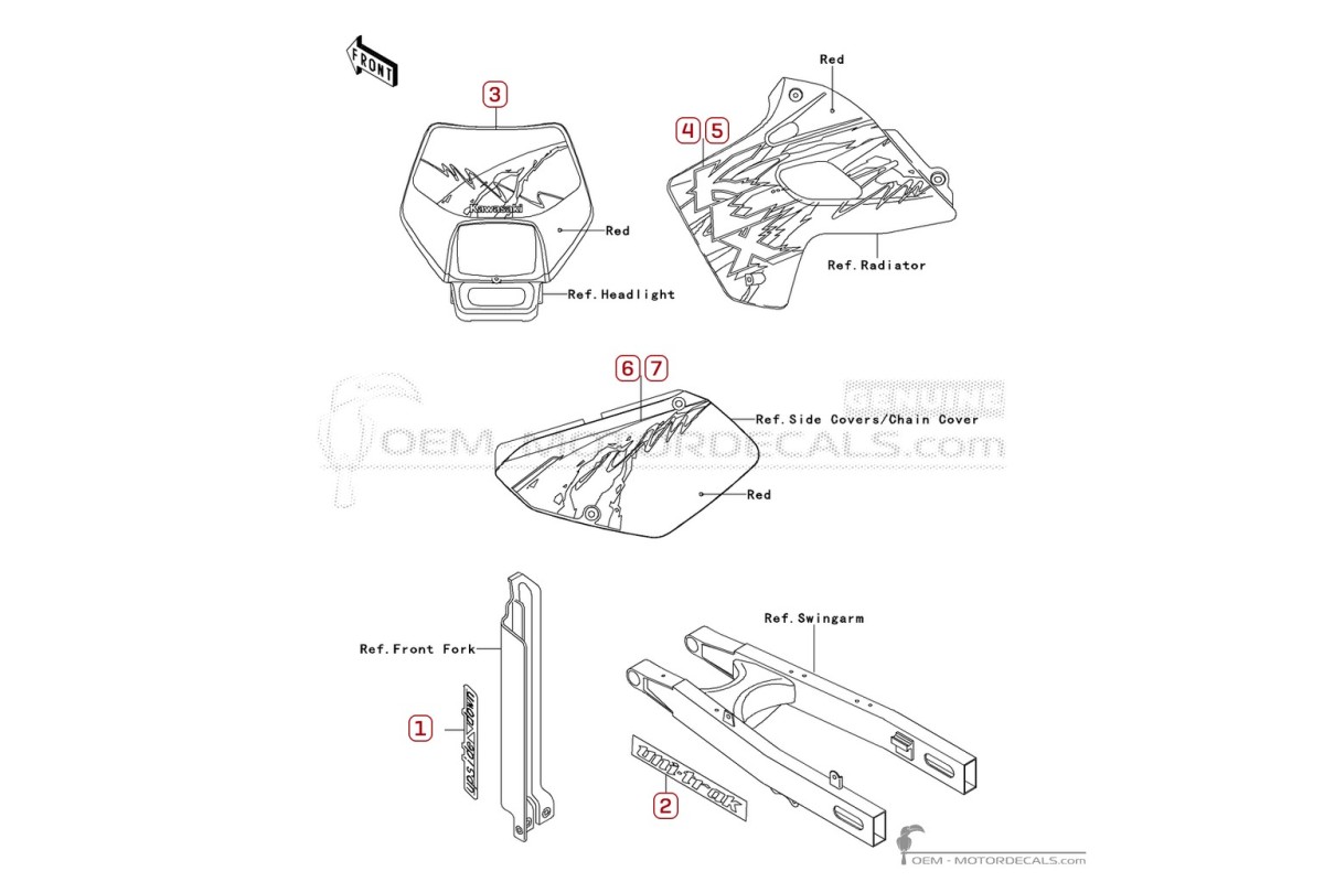 Decals for Kawasaki KLX650 1994 • Kawasaki OEM Decals
