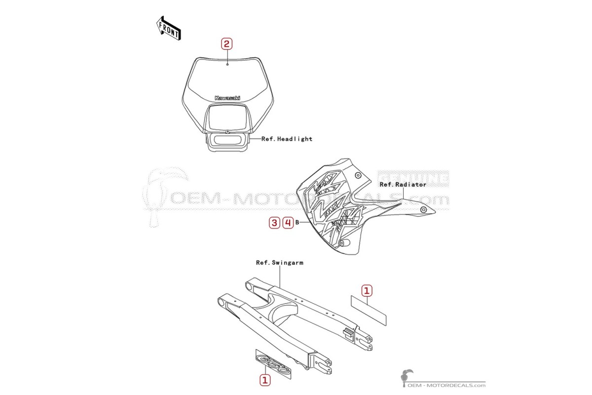Stickers voor Kawasaki KLX650 R 1996 • Kawasaki OEM Stickers