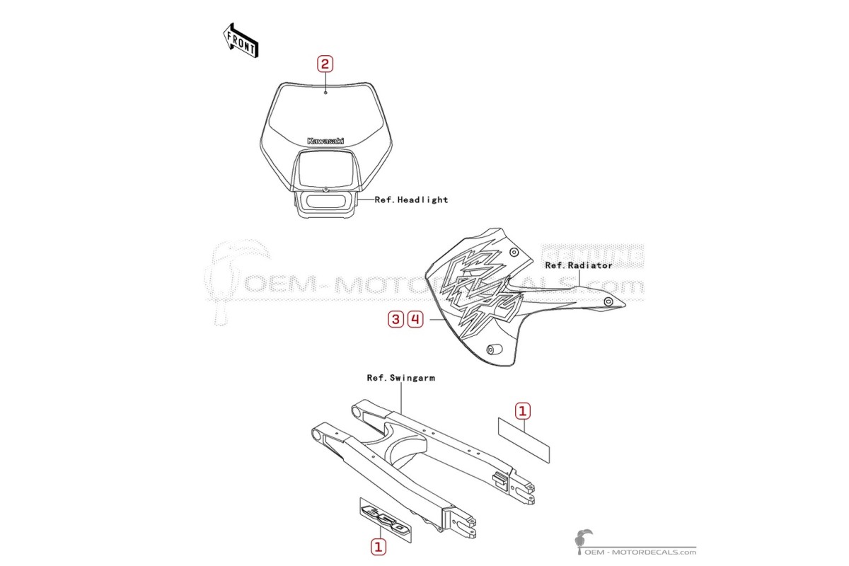 Stickers voor Kawasaki KLX650 R 1999 • Kawasaki OEM Stickers