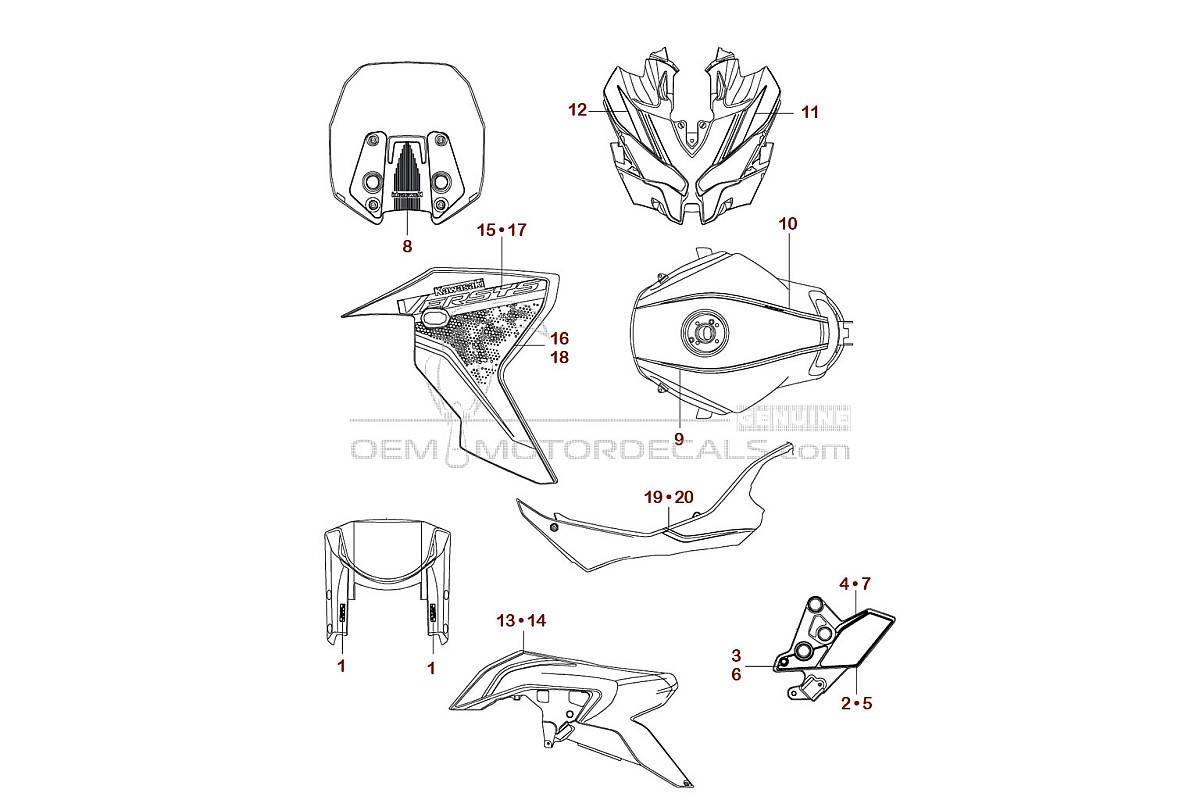 Decals for Kawasaki KLZ1000S VERSYS 2022 - Green • Kawasaki OEM Decals