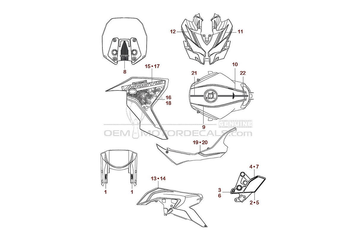 Stickers voor Kawasaki KLZ1000S VERSYS 2022 - Grijs • Kawasaki OEM Stickers
