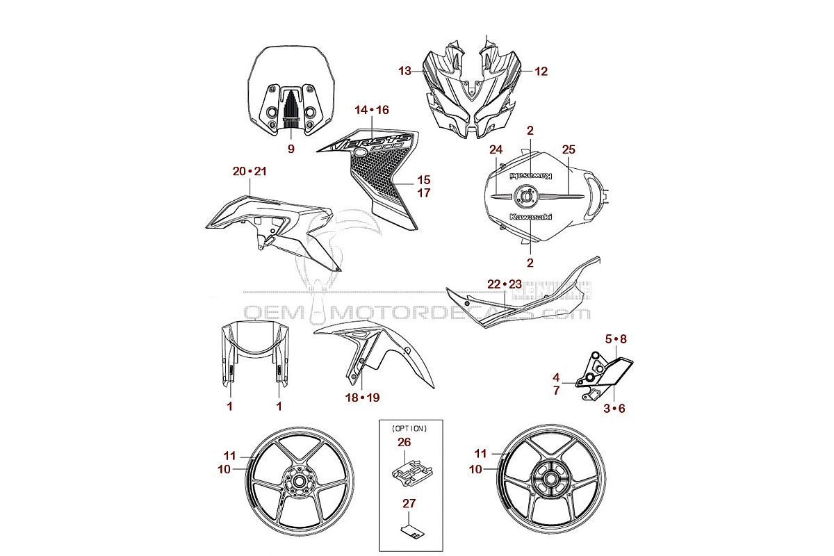 Aufkleber für Kawasaki KLZ1000S VERSYS 2023 - Grün • Kawasaki OEM-Aufkleber