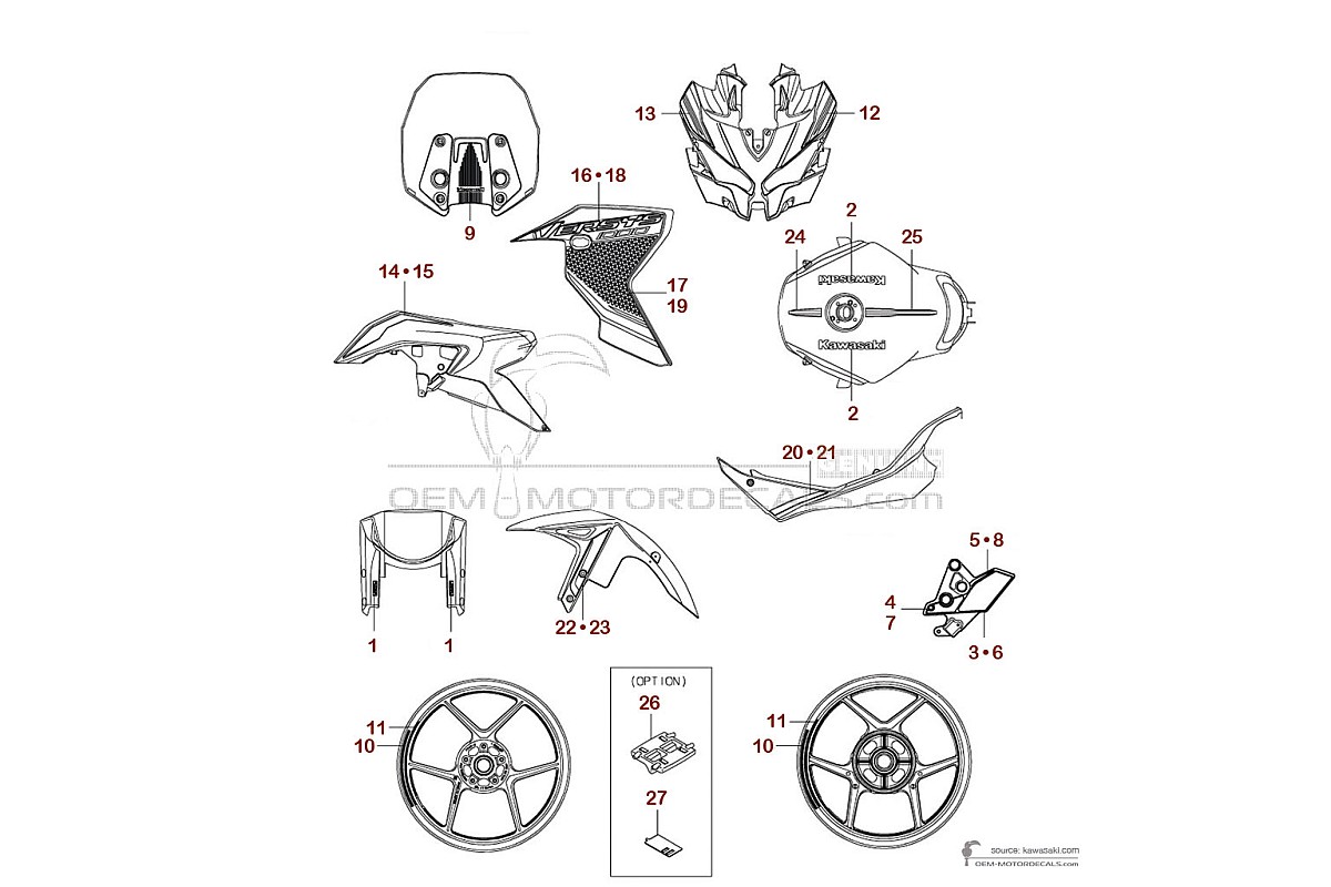 Naklejki do Kawasaki KLZ1000SE VERSYS 2024 - Czarny • Kawasaki Naklejki OEM
