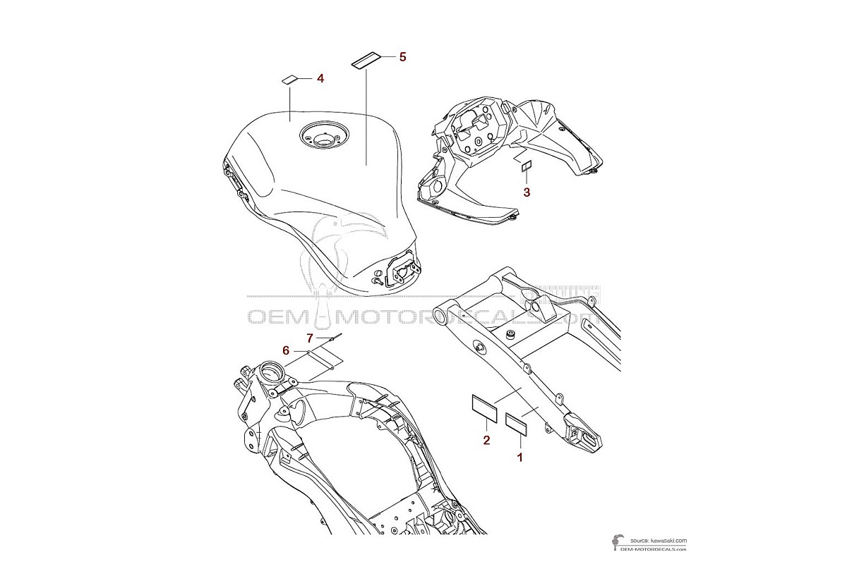 Aufkleber für Kawasaki NINJA 1100SX 2025 - Vorsichtsetiketten • Kawasaki OEM-Aufkleber