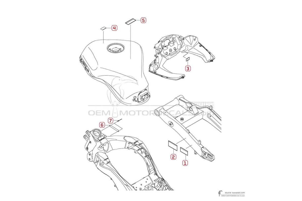 Stickers voor Kawasaki NINJA 1100SX 2025 - Voorzichtigheid labels • Kawasaki OEM Stickers