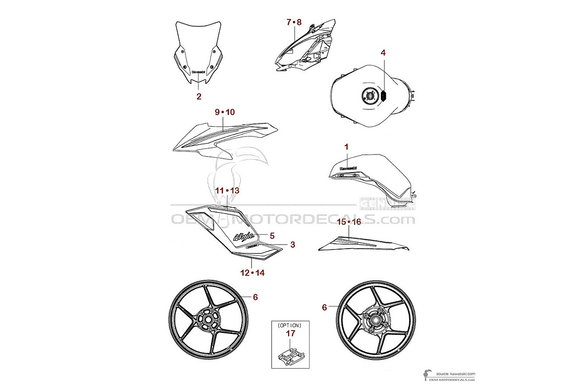 Naklejki do Kawasaki NINJA 1100SX SE 2025 - Zielony • Kawasaki Naklejki OEM