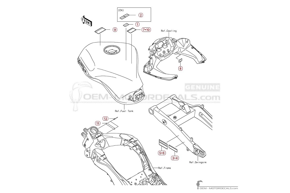 Decals for Caution labels • Kawasaki OEM Decals