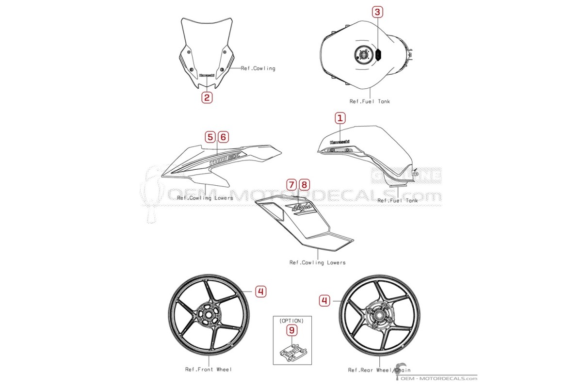 Pegatinas para Kawasaki NINJA 1100SX | ZX1100 2026 • Kawasaki Pegatinas OEM