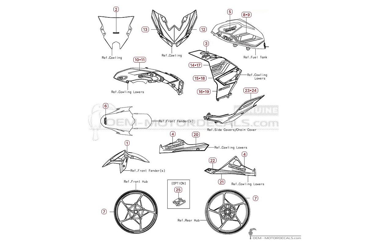 Stickers voor Kawasaki NINJA 500 I EX500 SE  2024 • Kawasaki OEM Stickers