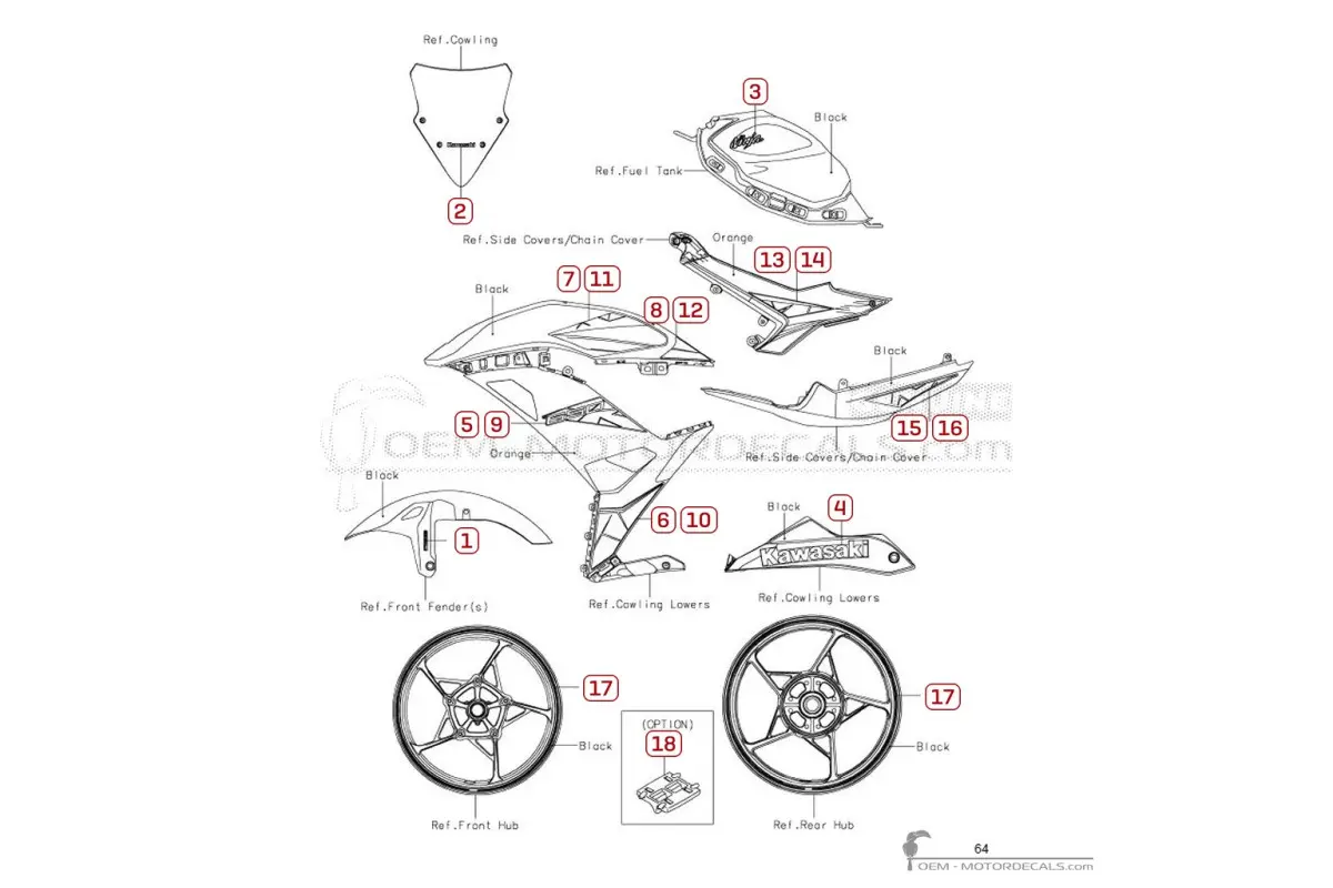 Decals for Kawasaki NINJA 650 | EX650 2019 • Kawasaki OEM Decals