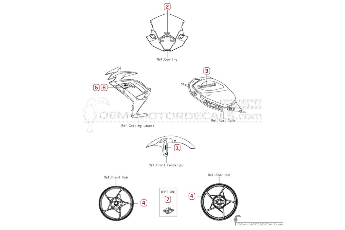Adesivi per Kawasaki NINJA 650 | EX650 2025 • Kawasaki Adesivi OEM
