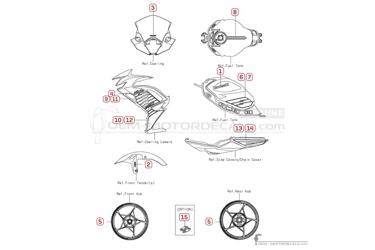Adesivi per Kawasaki NINJA 650 | EX650 2025 • Kawasaki Adesivi OEM