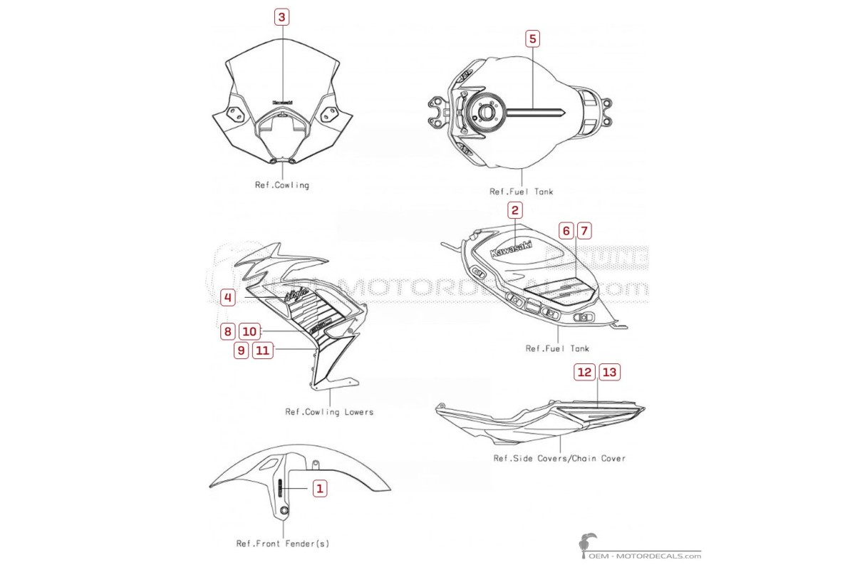 Pegatinas para Kawasaki NINJA 650 | EX650 2026 • Kawasaki Pegatinas OEM