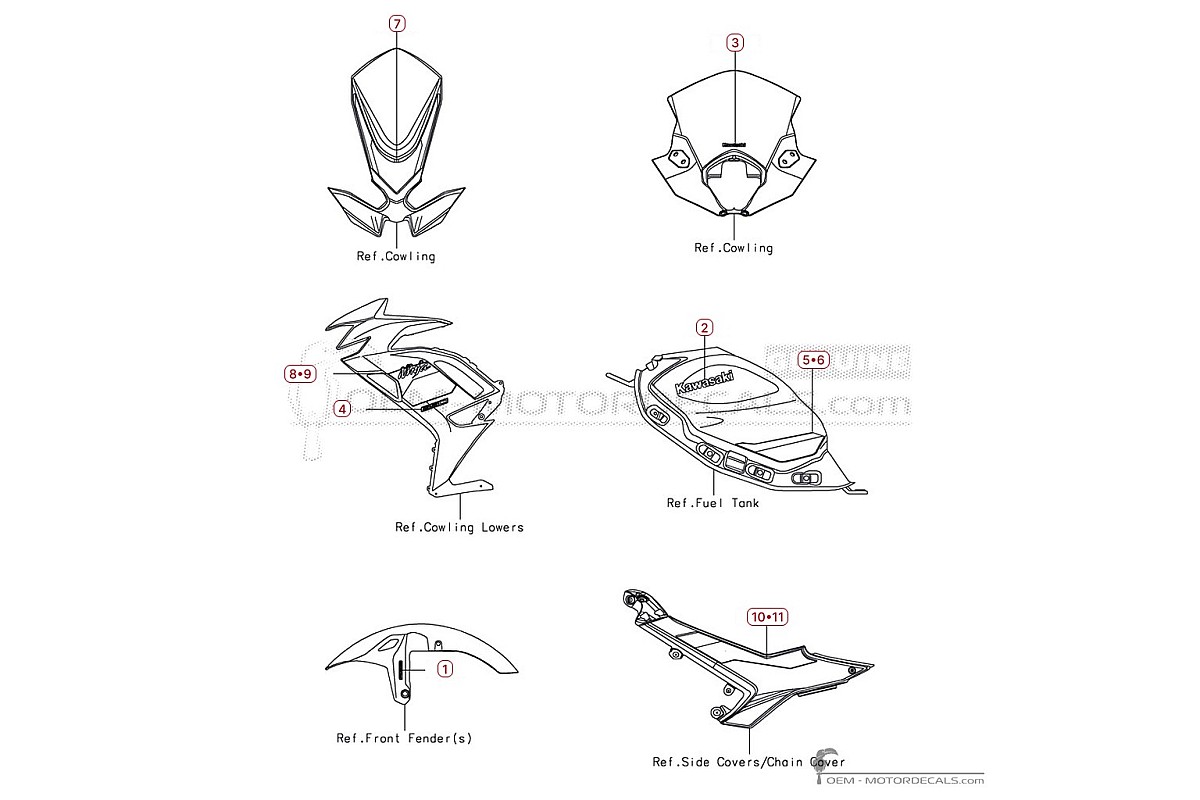 Adesivi per Kawasaki NINJA 650 | EX650 2026 • Kawasaki Adesivi OEM