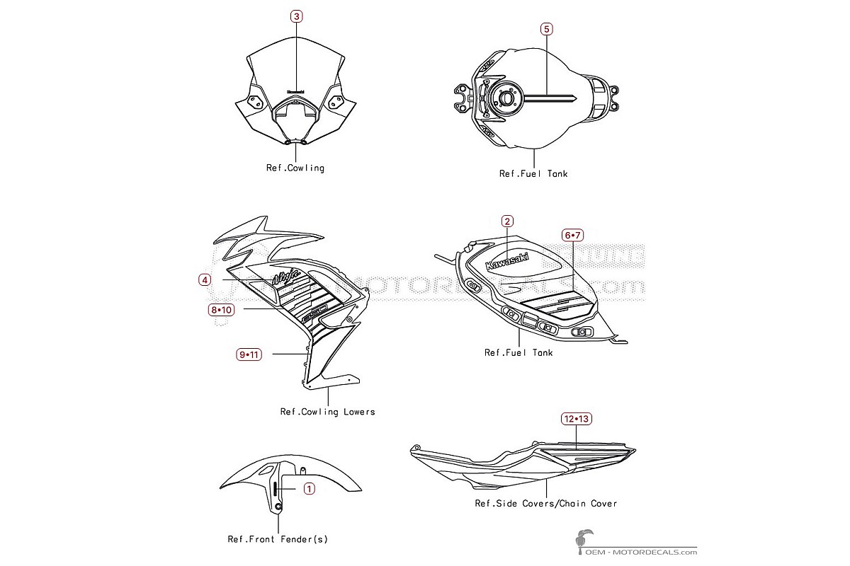Adesivi per Kawasaki NINJA 650 | EX650 2026 • Kawasaki Adesivi OEM
