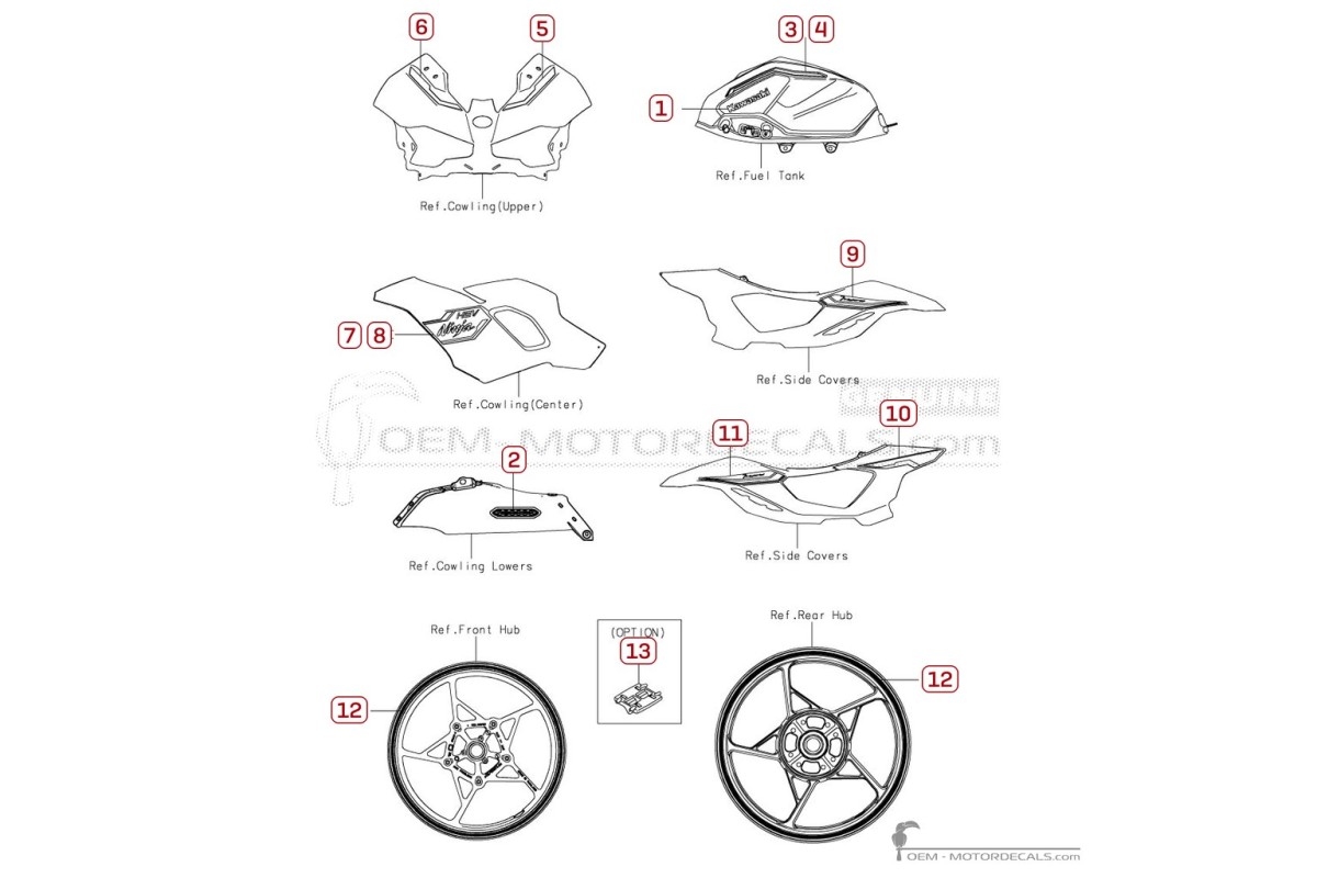 Stickers voor Kawasaki NINJA 7 HYBRID 2024 • Kawasaki OEM Stickers